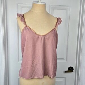 Victoria's Secret Size S Rose Pink Velvet Ruffle Strap Tank Top‎ Camisole